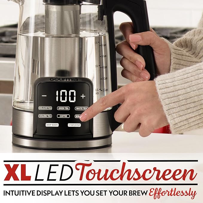 Gourmia Electric Programmable Glass Kettle – 1.7L Temperature Control Tea & - Image 5