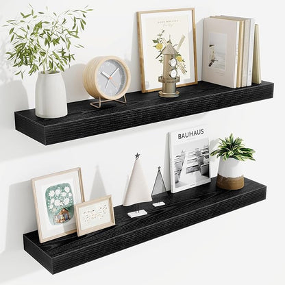 Fun Memories Bathroom Shelves 32 Inch Long Set of 2, Floating Shelves by FunMemories