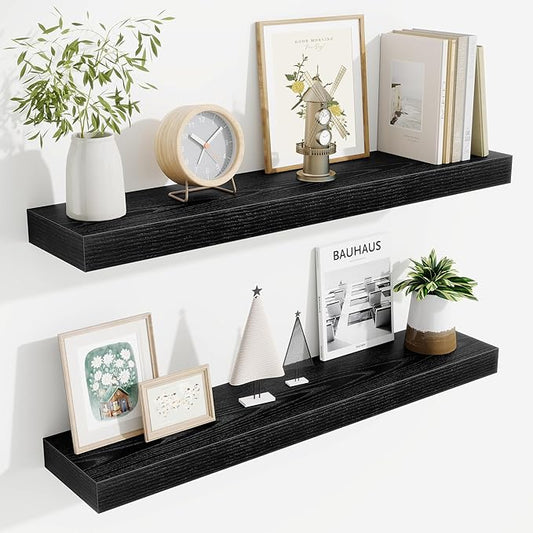 Fun Memories Bathroom Shelves 32 Inch Long Set of 2, Floating Shelves by FunMemories