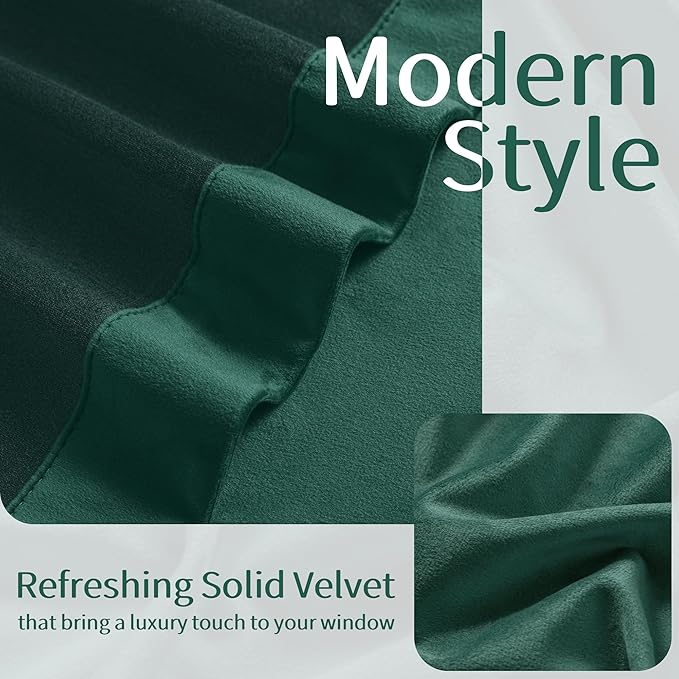 FMFUNCTEX Velvet Curtains Emerald Green Thermal Insulated Curtains - Image 9