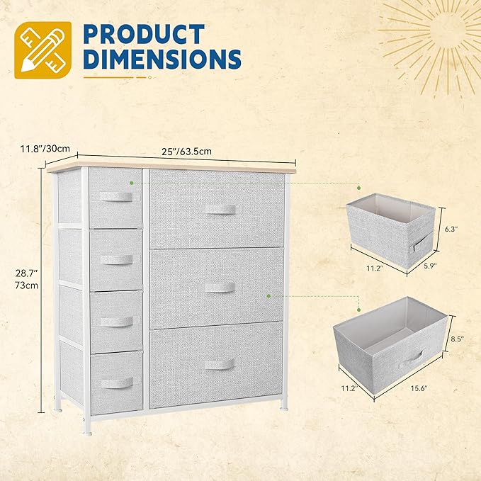 DWVO Dresser for Bedroom, 7 Drawers Fabric Dresser, Organizer Unit for Living - Image 3
