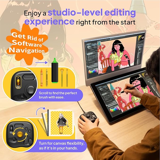 TourBox Lite - Editing Keyboard Compact, Artists Go-to Drawing Macro Keypad - Image 4