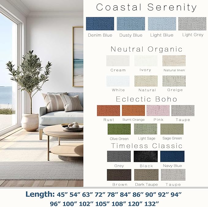KOUFALL Light Grey Back Tab Linen Blackout Curtains 72 Inch Length - Image 2