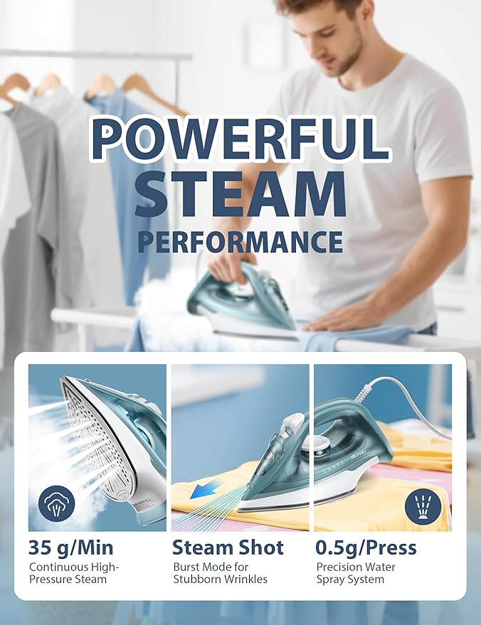 Steam Iron for Clothes - 1500W Iron - Image 4