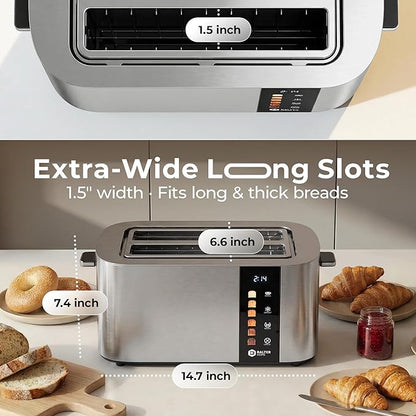 Toaster 4 Slice Wide Slot, Bagel Function, Long Slot, Stainless Steel, Touch - Image 5