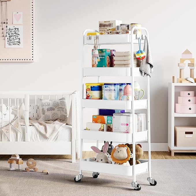 TOOLF 5-Tier Metal Rolling Cart - Image 8