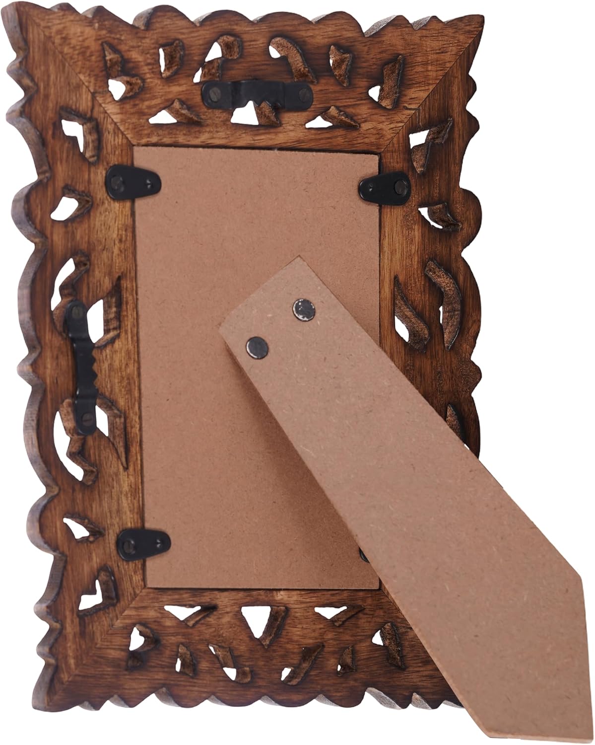 Hand Carved Mango Wood Rustic 5x7 Picture Frame with Real Glass - Aesthetic Vintage Wood Frame for Tabletop and Wall Mount Use - Rustic Home Decor Perfect for Your Memories