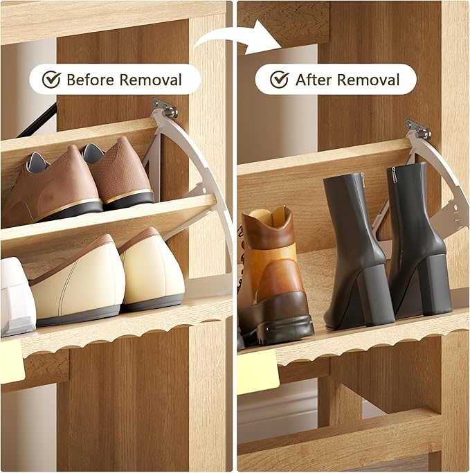 Shoe Cabinet Storage for Entryway, Fluted Shoe Cabinet - Image 6