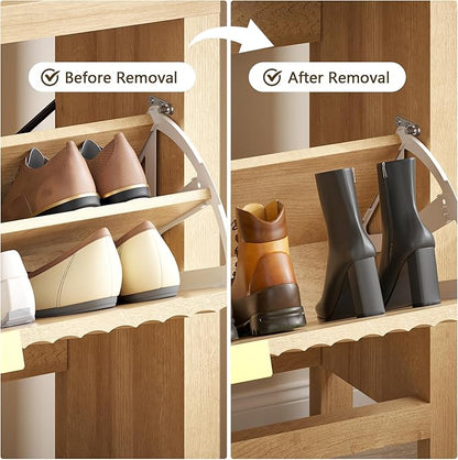 Shoe Cabinet Storage for Entryway, Fluted Shoe Cabinet - Image 6