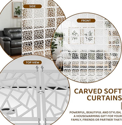 24 Pcs PVC Hanging Room Divider, Flower Carving Pattern Panels, Decorative Wall - Image 6