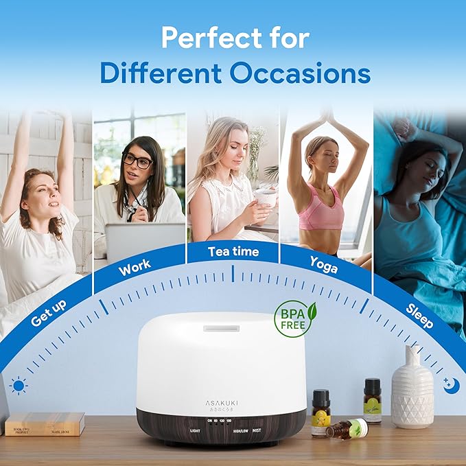 ASAKUKI Essential Oil Diffuser 500ml, Ultrasonic Aromatherapy Humidifier - Image 5