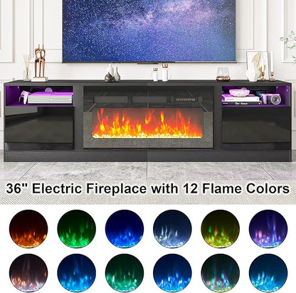 Fireplace TV Stand with 36" Electric Fireplace, LED Light Entertainment Center - Image 6