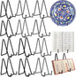 12 Pack 6"Plate Stands for Display, Metal Plate Holders Display Stands Can Be by 24ozRibbedGlassCup