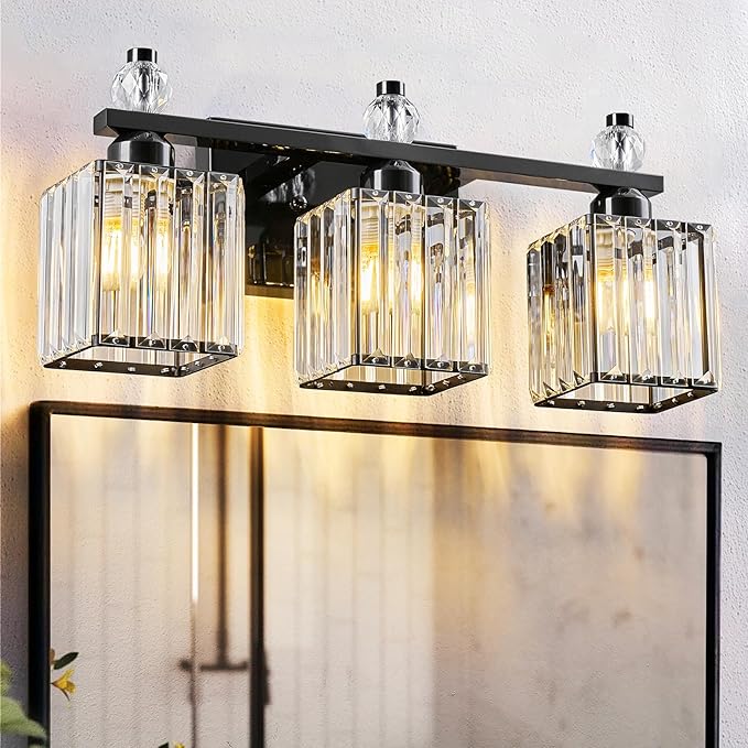 FDPBY Black Bathroom Vanity Lights Crystal Vanity Light Bathroom Lighting by FDPBY