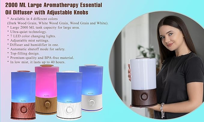BlueHills Premium 2000 ML XL Large Essential Oil Diffuser Aromatherapy - Image 9