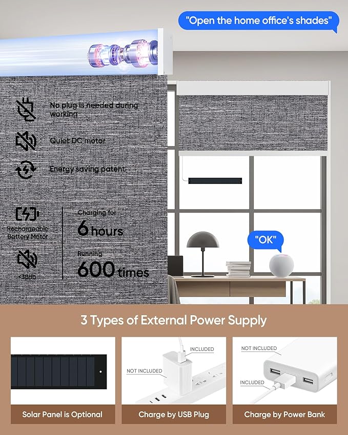 Kincmo Motorized Blinds with Remote, 100% Blackout Motorized Roller Shades Work - Image 5
