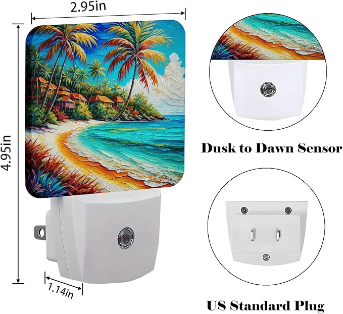 FSHVQKD Seaside Town Night Light, Plug Into Wall Decor - Image 2