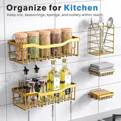 EUDELE 5-Pack Rustproof Stainless Steel Shower Caddy – No Drill Adhesive - Image 6