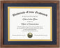 Fun Memories Walnut Wood 11x14 Diploma Frame, 100% Solid Walnut Wood Certificate Picture Frame with High Definition Glass, Document Frame for Wall and Tabletop, Blue Mat