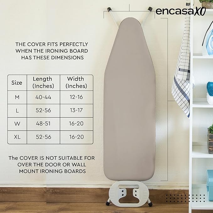 Encasa XO Ironing Board Cover and Pad 42"x14" - 4mm Felt Medium Iron Board - Image 6