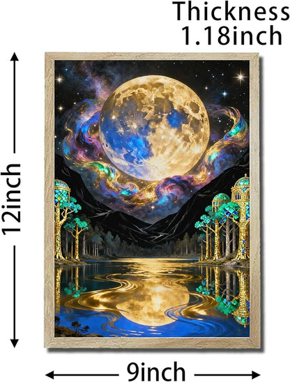 URVIP LED Glowing Photo Frame, 3D Starry-Sky Blue Moon Wall Art, 9x12 Inches - Image 2