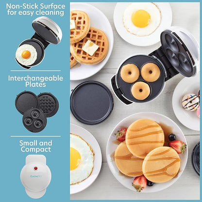 3 in 1 Mini Breakfast Maker- Make Mini Waffles Donuts Pancakes or Eggs all in 1 - Image 2