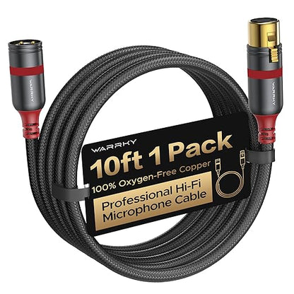Warrky XLR Cables 10ft 1 Pack Balanced Microphone Cable Male to Female by WARRKY