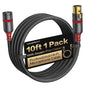 Warrky XLR Cables 10ft 1 Pack Balanced Microphone Cable Male to Female by WARRKY