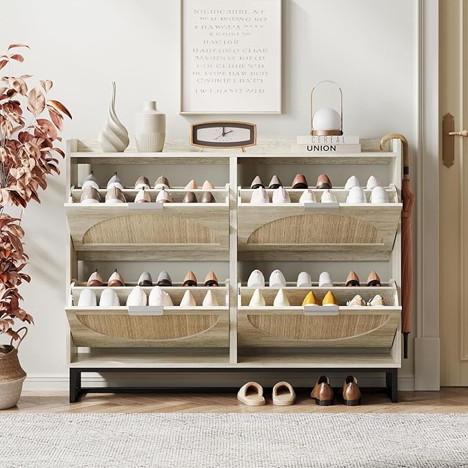 Maupvit Large Rattan Shoe Storage Cabinet - Image 3