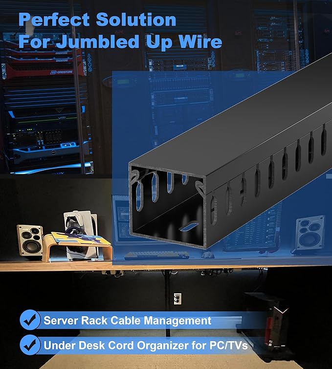 ZhiYo H1.4 x W1.6in Server Rack Cable Management Raceway, 94.5in Cable Raceway - Image 4