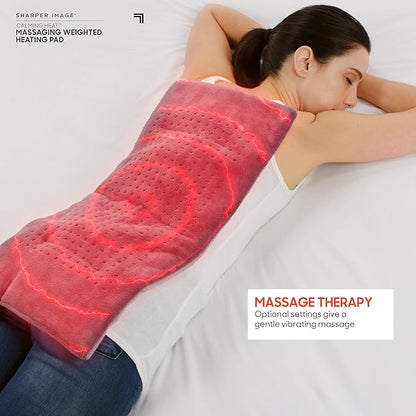 Calming Heat Massaging Vibrations Weighted Heating Pad by Sharper Image | - Image 6