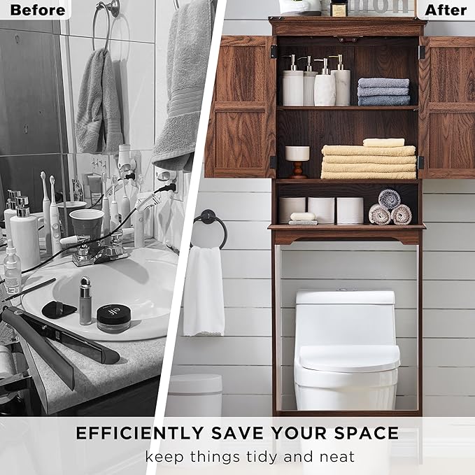 ACCOHOHO Over The Toilet Storage Cabinet, Farmhouse Bathroom Cabinet - Image 5