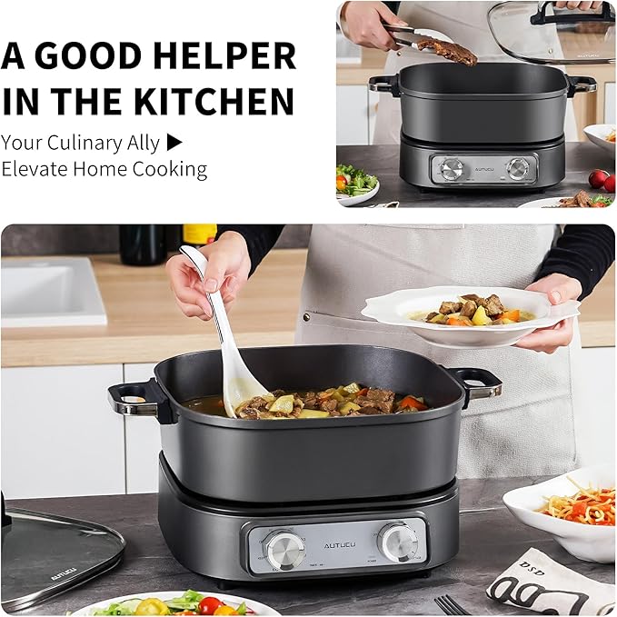 Electric Skillet 6-Quart Hot Pot Nonstick - Image 6