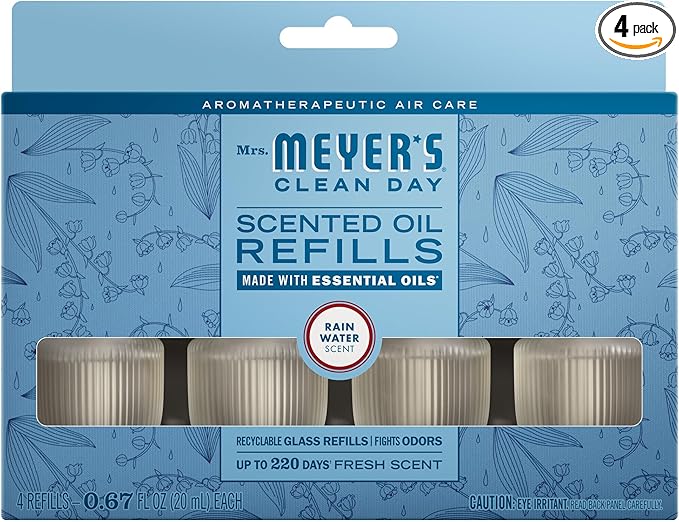 MRS. MEYER'S CLEAN DAY Scented Oil Refills, Rain Water, contains 4 .67 fl oz by MrsMeyers