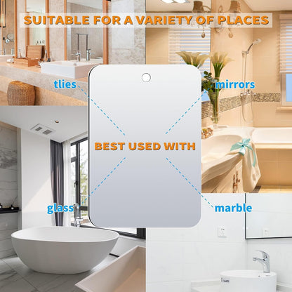 Shatterproof Shower Mirror Fogless for Shaving(Medium 8x6 inch), Unbreakable Deluxe Plexiglass Makeup Mirror with 2 Hooks, Locker Mirrors for Shower, Shower Mirror Fogless, Portable Handheld Camping
