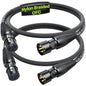 Short XLR Cables 1.5ft 2 Pack, Kevlar-Reinforced Nylon Braided Microphone Cable by AA