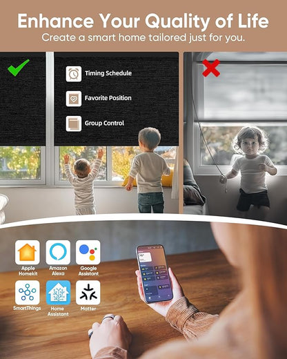 Kincmo Motorized Blinds with Remote, 100% Blackout Motorized Roller Shades Work - Image 3