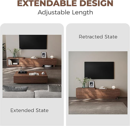 Etelifrank Extendable TV Stand for 65-100 Inches TVs – Walnut Entertainment - Image 4