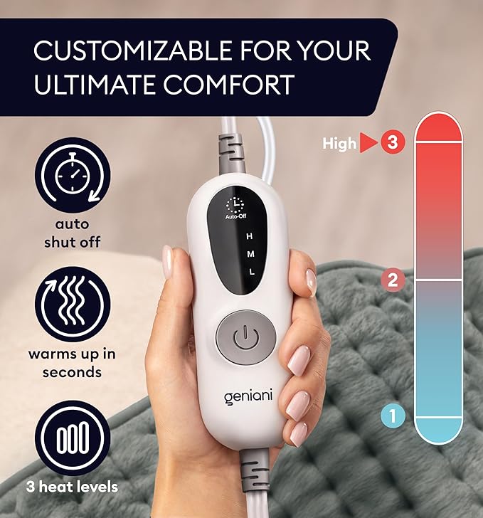 GENIANI Electric Heating Pad for Back Pain & Cramps Relief, Electric Throw - Image 5