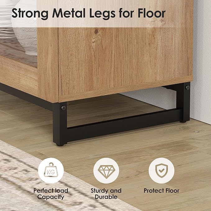WAMPAT Modern TV Stand with Glass Doors - Image 6
