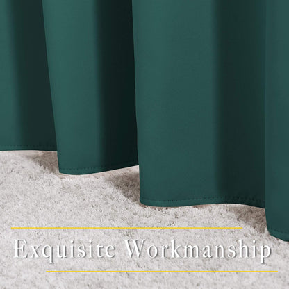 NICETOWN Blackout Curtains for Girl's Room， Thermal Insulated Solid Grommet Room Darkening Curtains/Panels/Drape for Bedroom (Hunter Green， 1 Pair， 46 by 90-Inch)