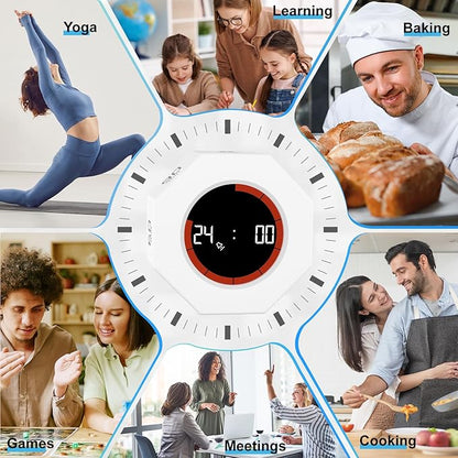 GuDoQi Digital Productivity Timer, Octagon Rotating Pomodoro Timers - Image 7