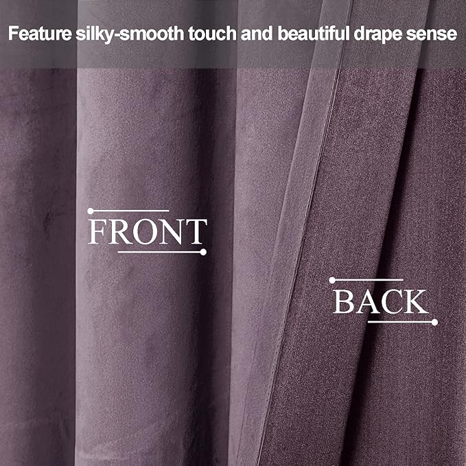 JIUZHEN Lavender Velvet Curtains 72 inches - Image 3