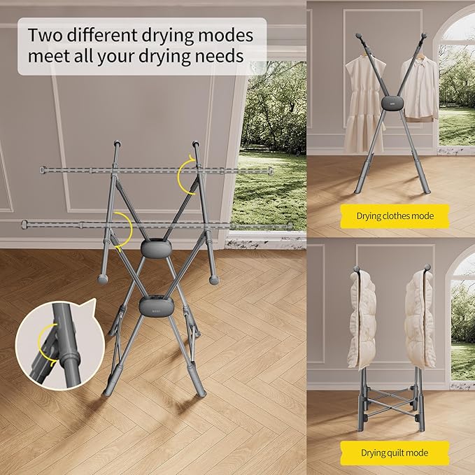 BIREN Clothes Drying Rack Heavy Duty Clothing Racks Foldable Laundry Rack Two - Image 4