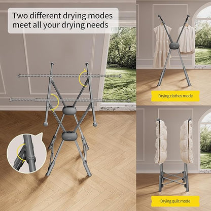 BIREN Clothes Drying Rack Heavy Duty Clothing Racks Foldable Laundry Rack Two - Image 4