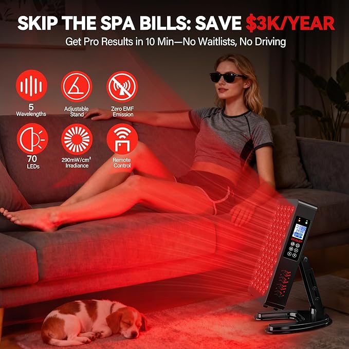 Red Light Therapy Panel, 70 LEDs, Touch Screen Red Near Infrared Light Panel - Image 3