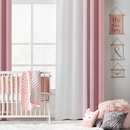 Pink White Ombre 100% Blackout Curtains Bedroom 52x63 2 Panels | Gradient Patterned Room Darkening Drapes for Girls Nursery Living Room 63 Inch Long Thermal Insulated Soundproof Rod Pocket