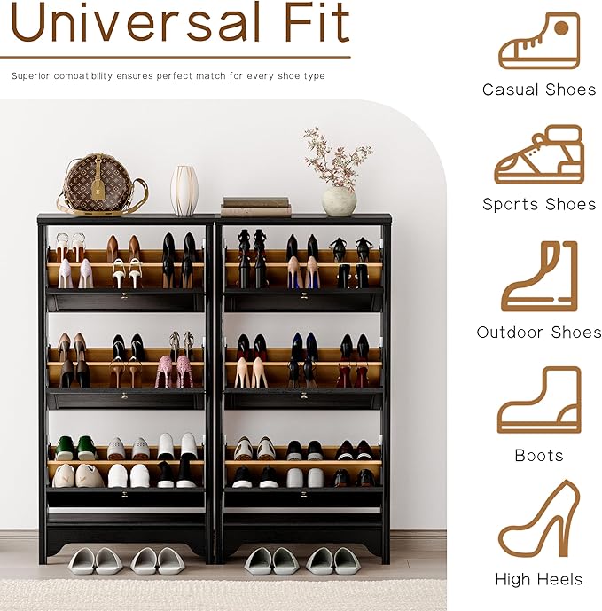 Chogori 3-Tier Shoe Cabinet – Solid Wood Entryway Shoe Storage Organizer - Image 5