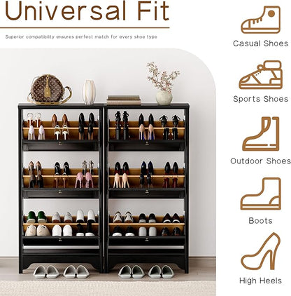 Chogori 3-Tier Shoe Cabinet – Solid Wood Entryway Shoe Storage Organizer - Image 5