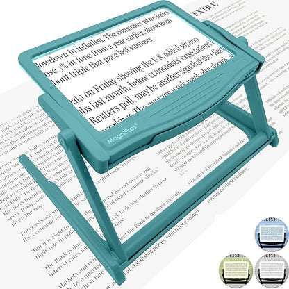 MAGNIPROS 5X Large LED Full Page Magnifying Glass w/Collapsible Hands-Free by MagniPros